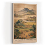 Paul Sinus Wandbild in 40x60cm The Valley of Rice and Rain – Traditionelle Landschaftsmalerei mit Reisfeldern, Bergen und Dorfszenen