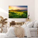 Paul Sinus Wandbild 120x80cm Alpenlandschaft Berge Wiesen Sonnenuntergang Natur