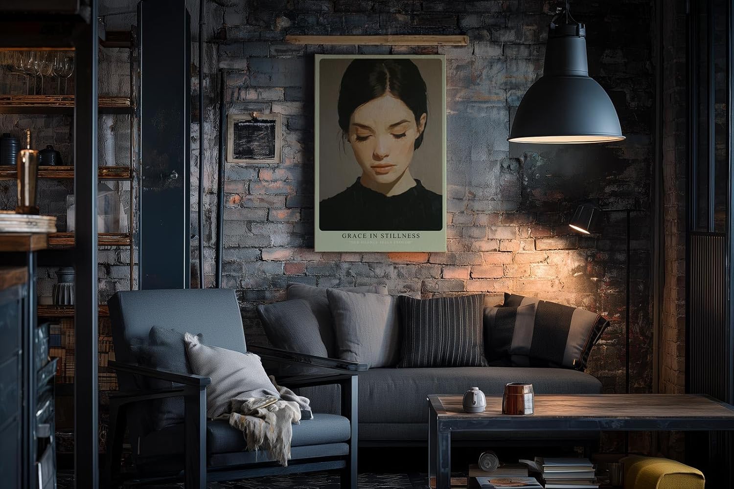 Paul Sinus Wandbild in 40x60cm Grace in Stillness – Minimalistisches Porträt einer Frau mit geschlossenen Augen, moderne Bilder in harmonischen Erdtönen, elegant und zeitlos