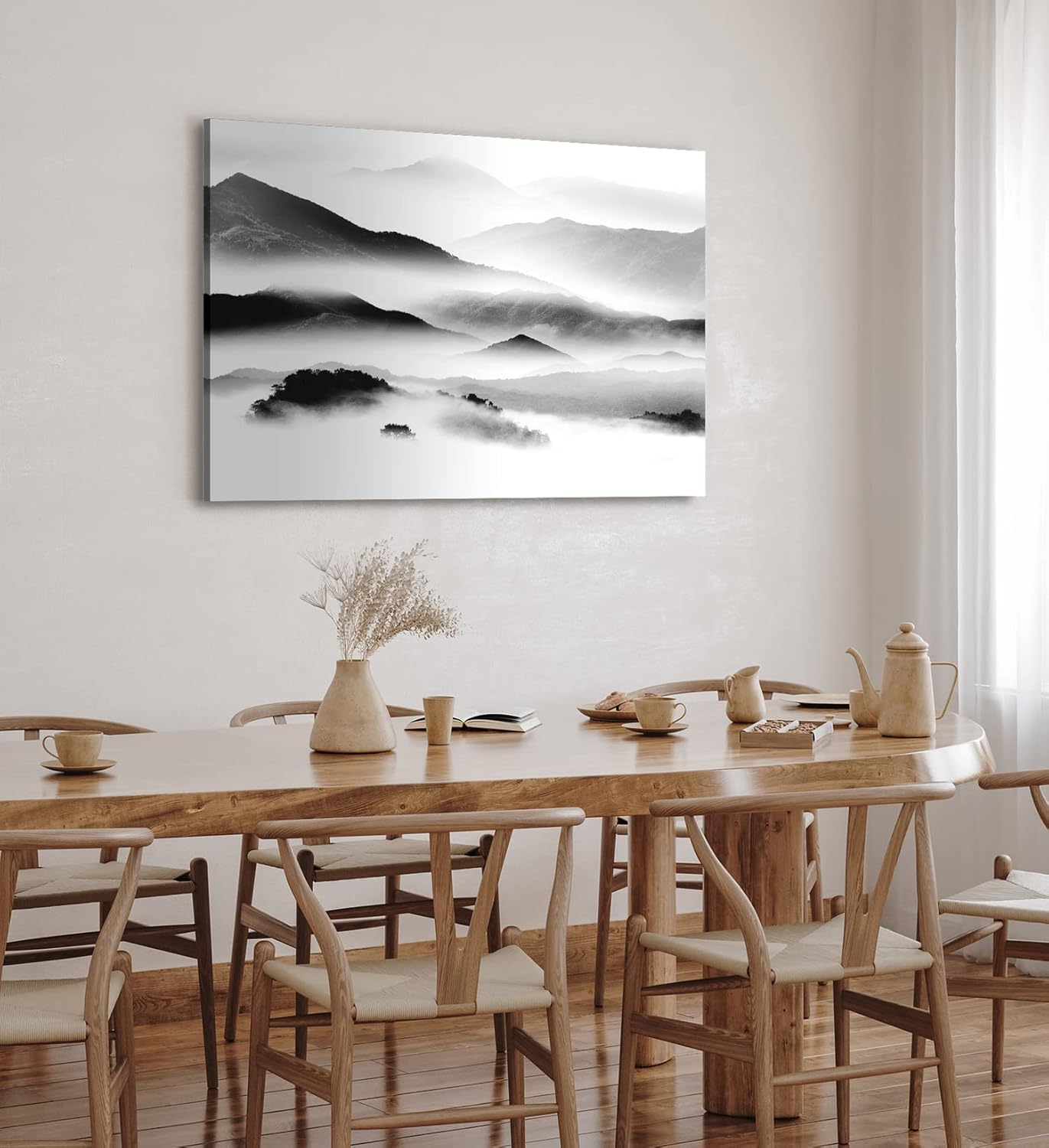 Paul Sinus Wandbild 120x80cm Berge Nebel Schwarz Weiß Berglandschaft Kunstvoll