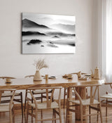Paul Sinus Wandbild 120x80cm Berge Nebel Schwarz Weiß Berglandschaft Kunstvoll