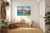 Sinus Art Wandbild 120x80cm Kristallklarer See vor majestätischer Bergkulisse mit intensiver Spiegelung