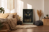 Paul Sinus Wandbild in 40x60cm The Oracle Cat mit schwarzer Katze und goldenen Augen vor ornamentalem Hintergrund für edle Wandgestaltung