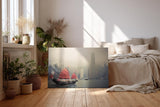 Sinus Art Wandbild 120x80cm Die rote Dschunke bildet einen spannenden Kontrast zur modernen Skyline im Hintergrund