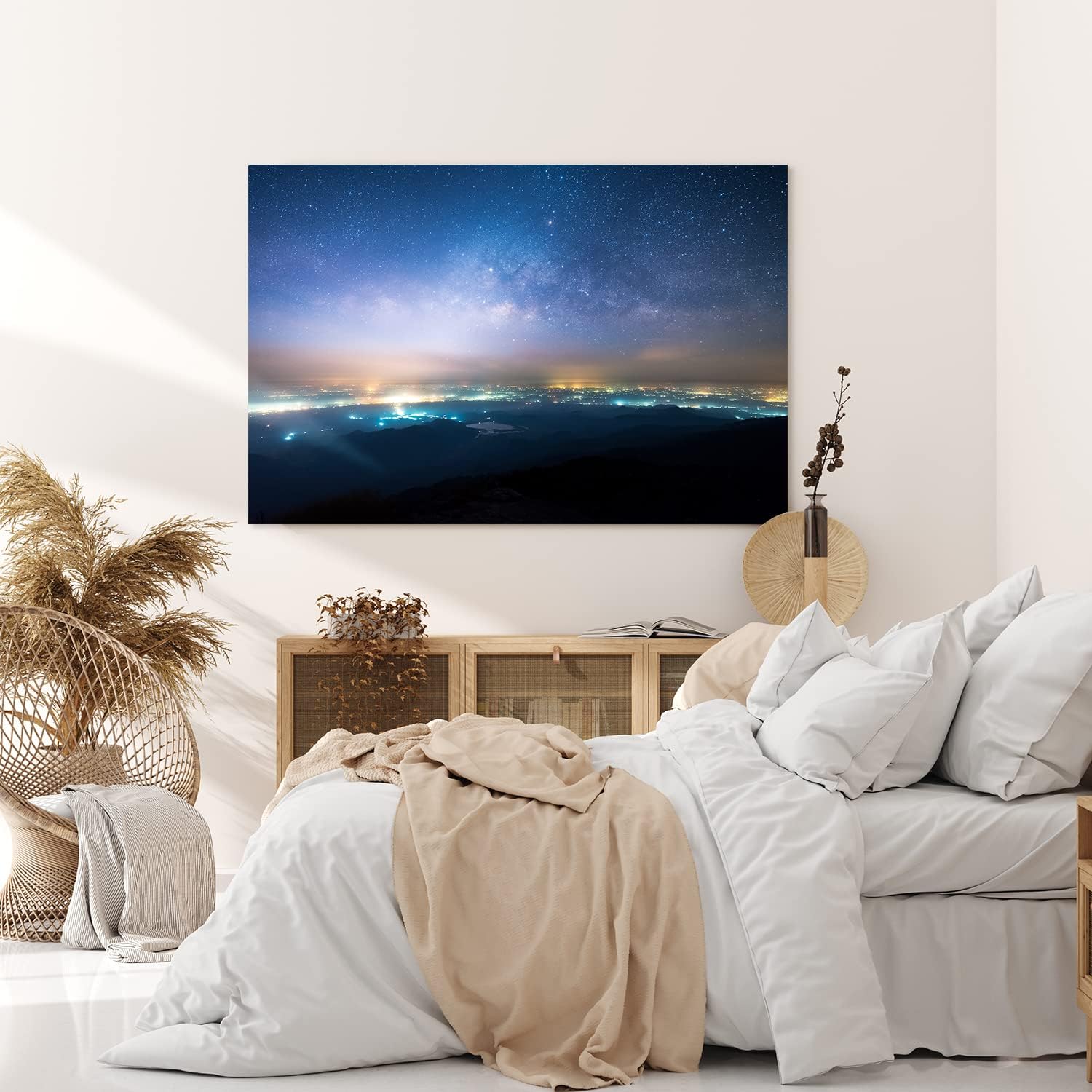 Paul Sinus Wandbild 120x80cm Sternenhimmel Nacht Stadtlichter Milchstraße Sterne