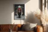 Paul Sinus Wandbild in 40x60cm Velocyte X – futuristisches Motorrad-Design in minimalistischer Perspektive mit markantem Rücklicht