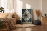 Paul Sinus Wandbild in 40x60cm Eye of Order Geometrische Komposition mit zentralem blauen Auge