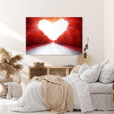 Paul Sinus Wandbild 120x80cm Baumallee Allee Bäume Herzform Rot Kunstvoll Straße