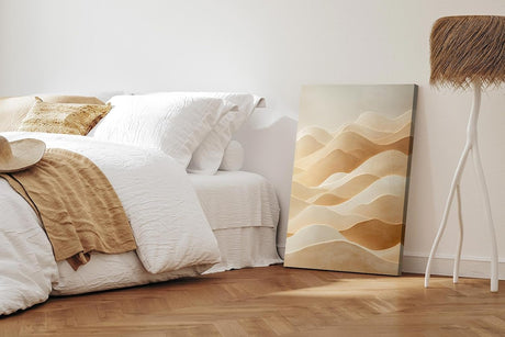 Paul Sinus 60x90cm Wandbild, Zeitlose Eleganz in Fokuslandschaft – sandfarbene Wellen in harmonischer Bewegung