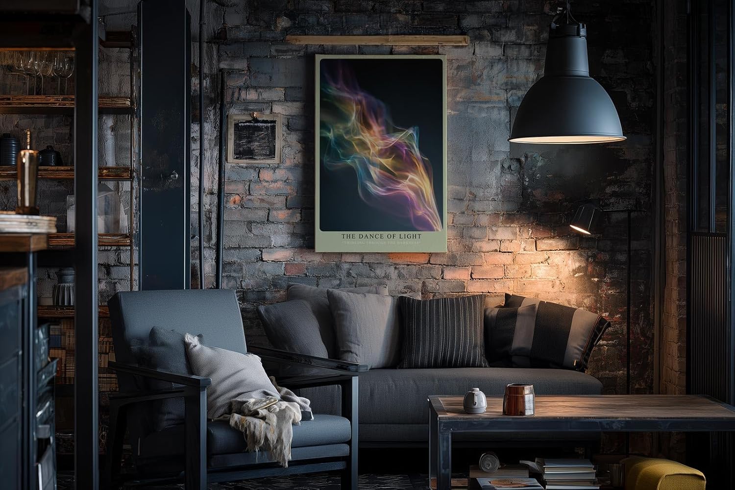 Paul Sinus Wandbild in 40x60cm The Dance of Light – abstrakte Lichtkomposition in fließenden Regenbogenfarben für kreative und moderne Raumgestaltung