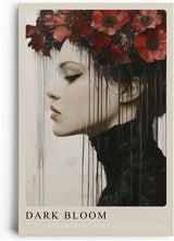 Paul Sinus Leinwandbild 40x60cm Dark Bloom elegantes Porträt mit roter Blütenkrone mystisch surreal ausdrucksstark melancholisch dunkle Ästhetik