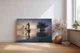 Sinus Art Wandbild 120x80cm Fischer mit Netz in traditioneller Kleidung – Symbol für Handwerk und Stille