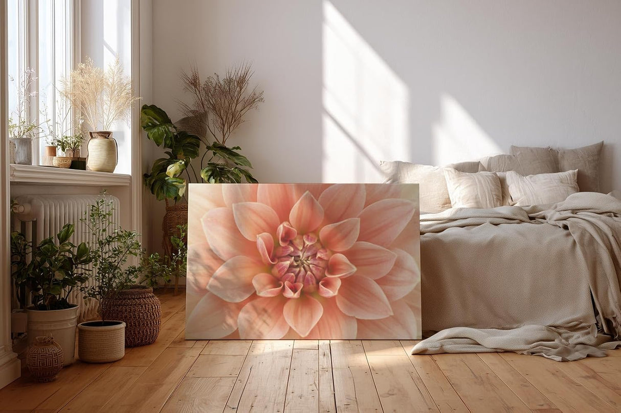 Sinus Art Wandbild 120x80cm Zentrierte Dahlienblüte mit perfekter Symmetrie und weicher Textur