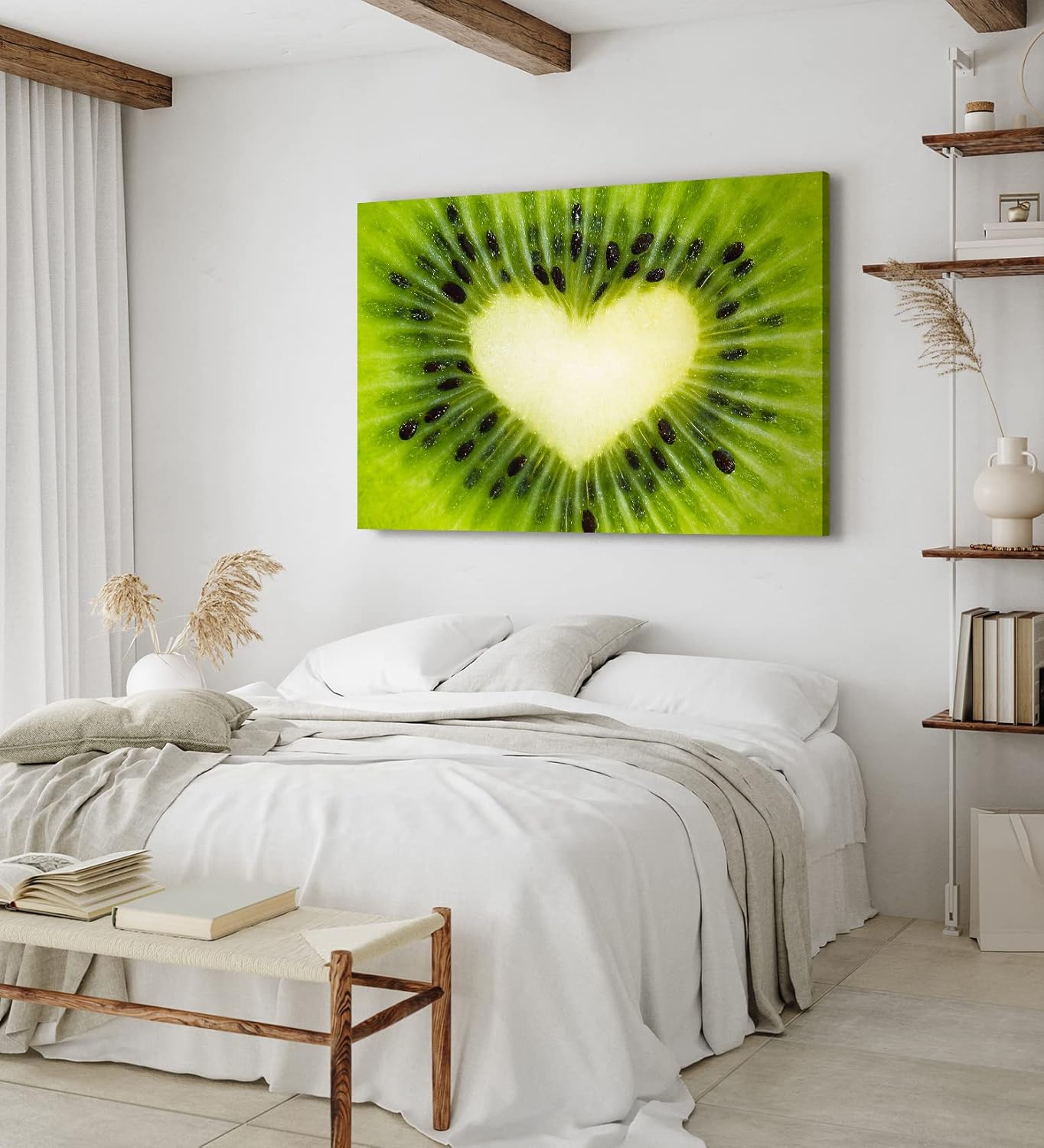 Paul Sinus Wandbild 120x80cm Kiwi in Herzform Herz Grün Fotokunst Nahaufnahme