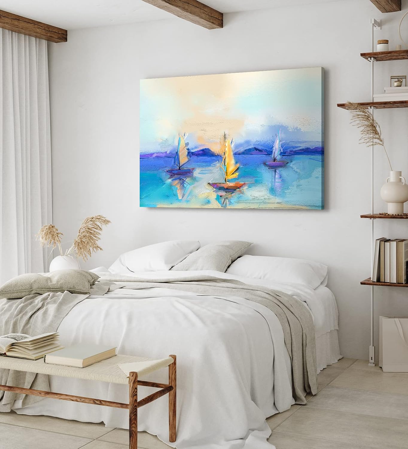 Paul Sinus Wandbild 120x80cm Segelschiffe Segelboote Segeln Meer Sonnenuntergang Abstrakt