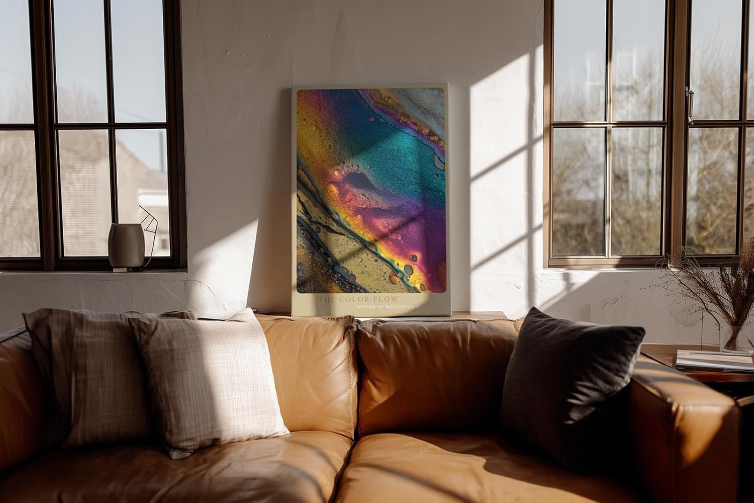 Paul Sinus Wandbild in 40x60cm The Color Flow – abstraktes Farbmotiv in leuchtenden Metallic-Tönen für moderne Raumgestaltung