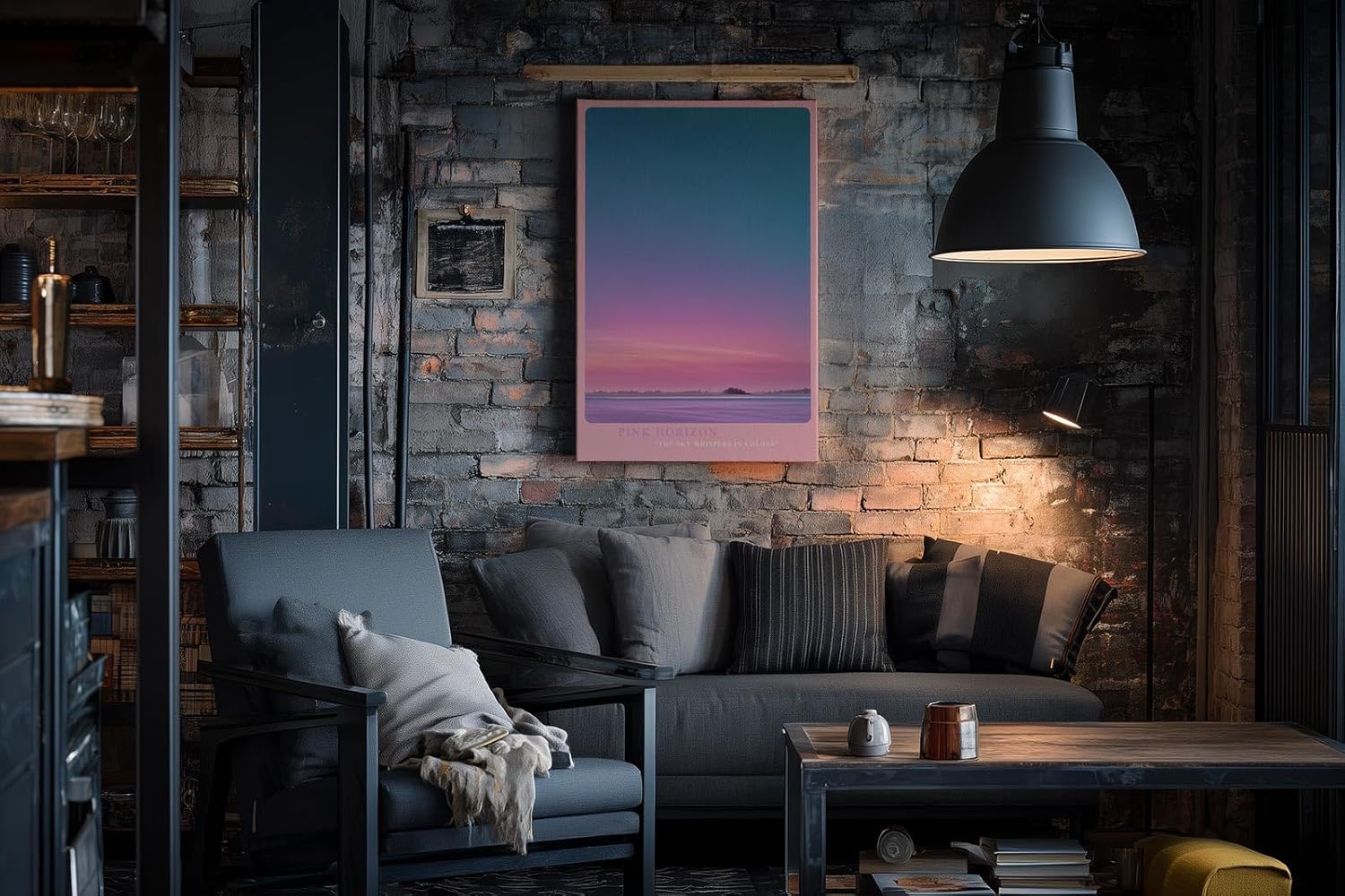 Paul Sinus Wandbild in 40x60cm Pink Horizon mit farbintensivem Sonnenaufgangshimmel in Pinkund Blautönen für moderne Wandgestaltung