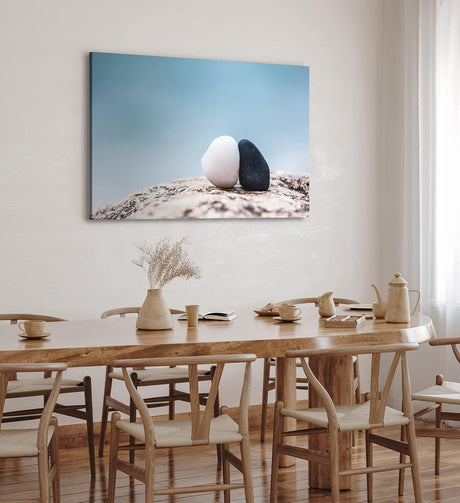 Paul Sinus Wandbild 120x80cm Schwarzer und weißer Stein Kunstvoll Strandsteine