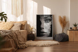 Paul Sinus Wandbild in 40x60cm Künstlerisches Porträt in Schwarz-Weiß mit rissiger Textur über Gesichtszügen