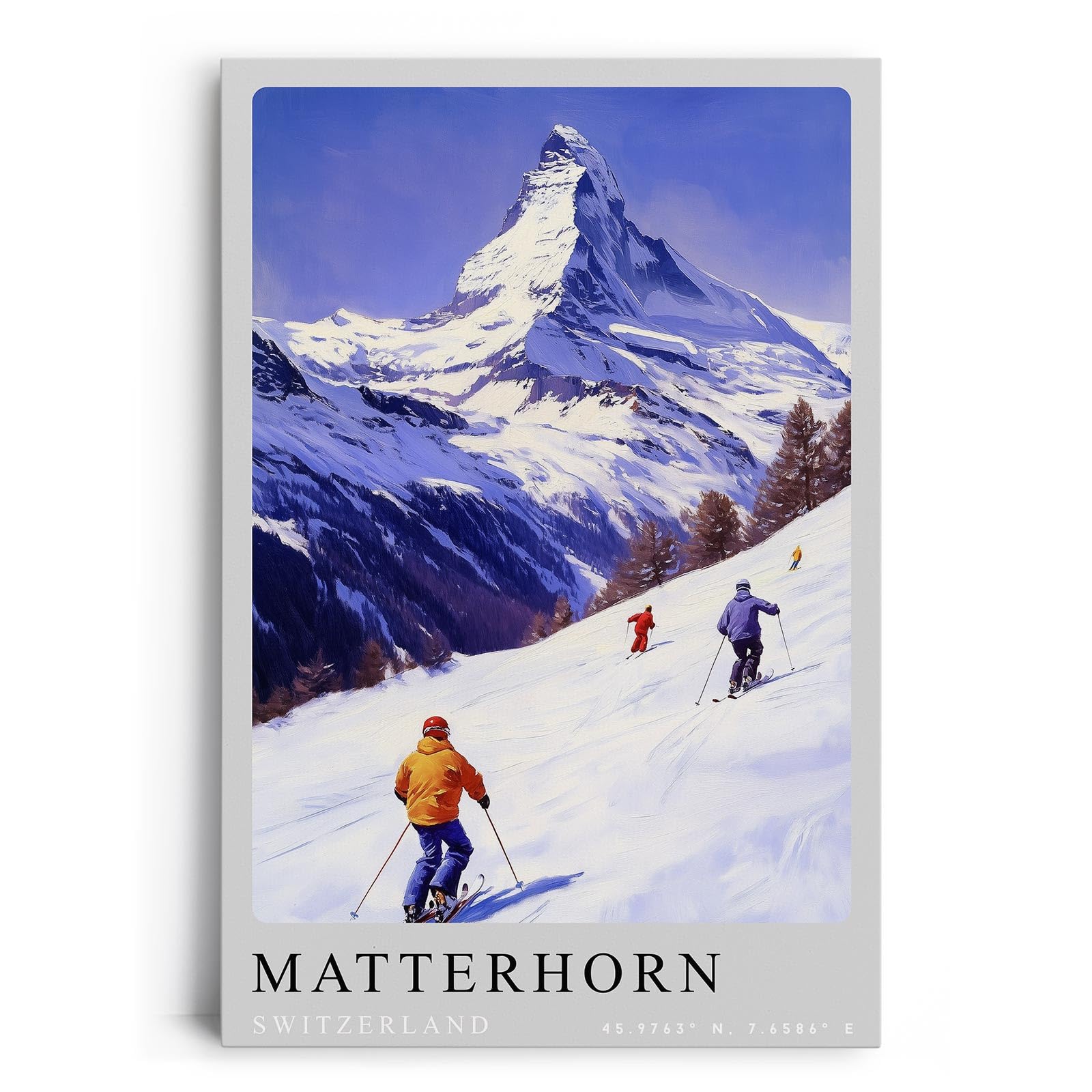 Paul Sinus Leinwandbild 60x90cm Matterhorn – Alpen, Ski, Wintersport, Schnee, Berge, Natur, Skifahren, Schweiz, Hochgebirge, Panorama, Abenteuer