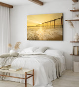 Paul Sinus Wandbild 120x80cm Holzsteg am Strand Sonnenuntergang Abendröte Meer
