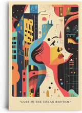 Paul Sinus Leinwandbild 60x90cm Leinwandbild Lost in the Urban Rhythm moderne Kunst abstrakte Stadtlandschaft lebendige Farben kreative Ästhetik