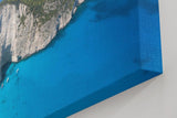 Sinus Art Wandbild 120x80cm Satte Türkistöne, weiße Felsen und mediterranes Flair gestochen scharf