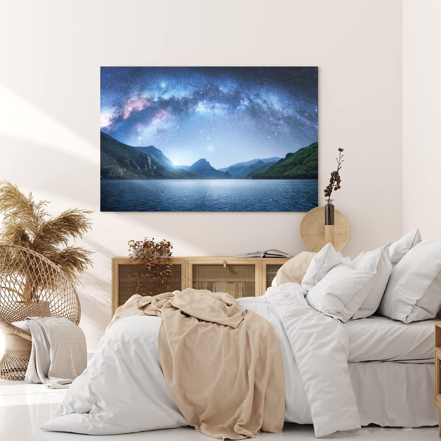 Paul Sinus Wandbild 120x80cm Milchstraße Astrofotografie See Berge Sternenhimmel