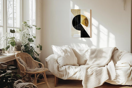 Paul Sinus 60x90cm Wandbild Golden Motion – Powerdesign und Fokusgeometrie im modernen Kreis-Stil auf Leinwand
