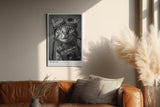 Paul Sinus Wandbild in 40x60cm Snapcat – Humorvolles Katzenporträt in Schwarz-Weiß mit Kamera und Fliegerbrille