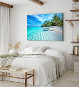 Wandbild 120x80cm Karibik Insel Südseeparadies Palmen Strand Meer Türkis