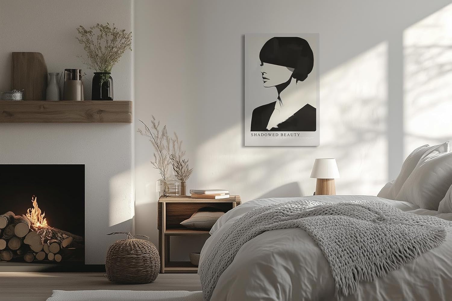 Paul Sinus Leinwandbild 80x120cm stilisiertes Frauenporträt in Schwarz-Weiß mit moderner Eleganz und abstrakter Tiefe – kunstvolles Leinwandbild
