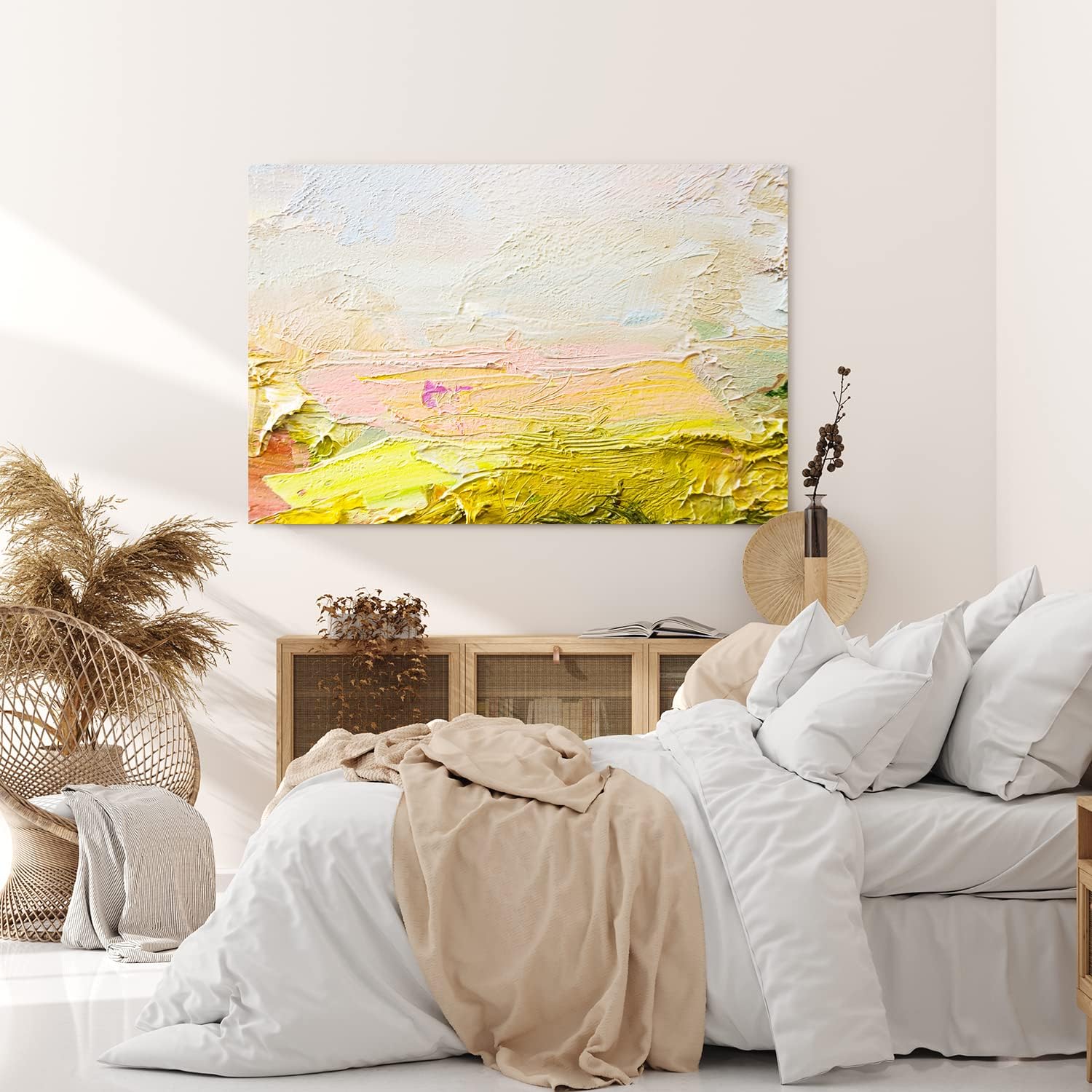 Paul Sinus Wandbild 120x80cm Abstrakt Kunstvoll Spachtel Farben Modern Beige