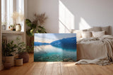 Sinus Art Wandbild 120x80cm Die Spiegelung im Wasser und die klaren Steine im Vordergrund vermitteln Ruhe und Weite