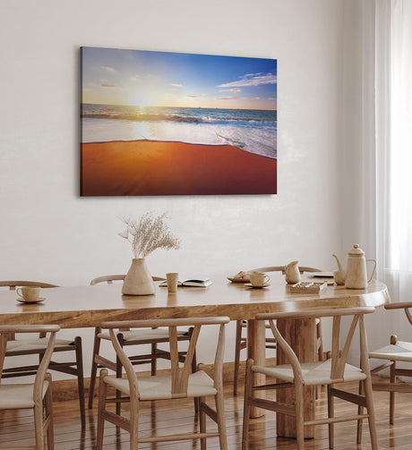 Paul Sinus Wandbild 120x80cm Strand Meer Horizont Sonnenuntergang Himmel Sonne