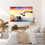 Paul Sinus Wandbild 120x80cm Meer Felsen Küste Sonne Sonnenstrahl Horizont Rot