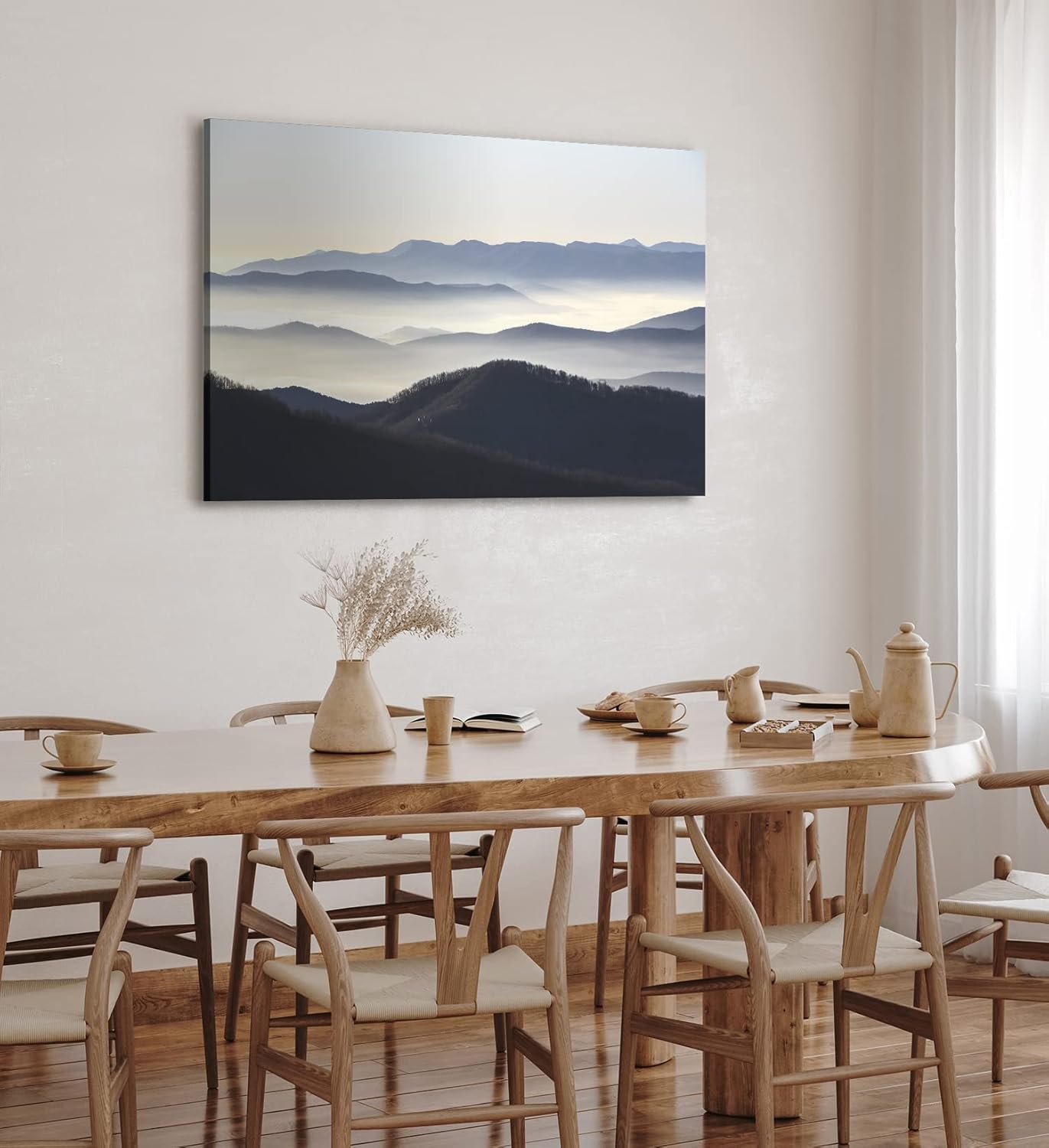Paul Sinus Wandbild 120x80cm Berge Gebirge Bergkette Natur Nebel Landschaft