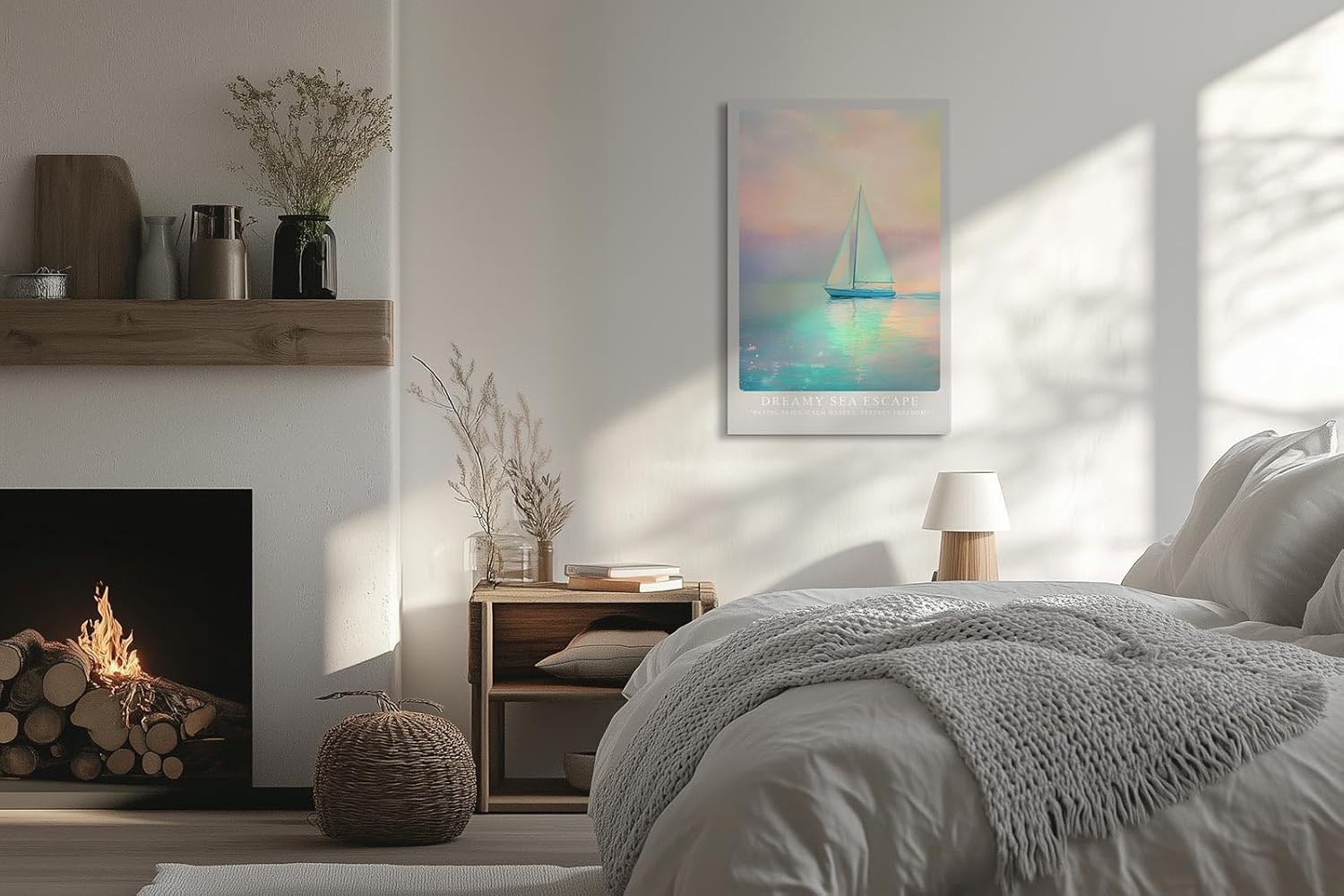 Paul Sinus Leinwandbild 40x60cm traumhafte Segelboot-Szene in pastellfarbenem Himmel und ruhigem Meer – kunstvolles Leinwandbild