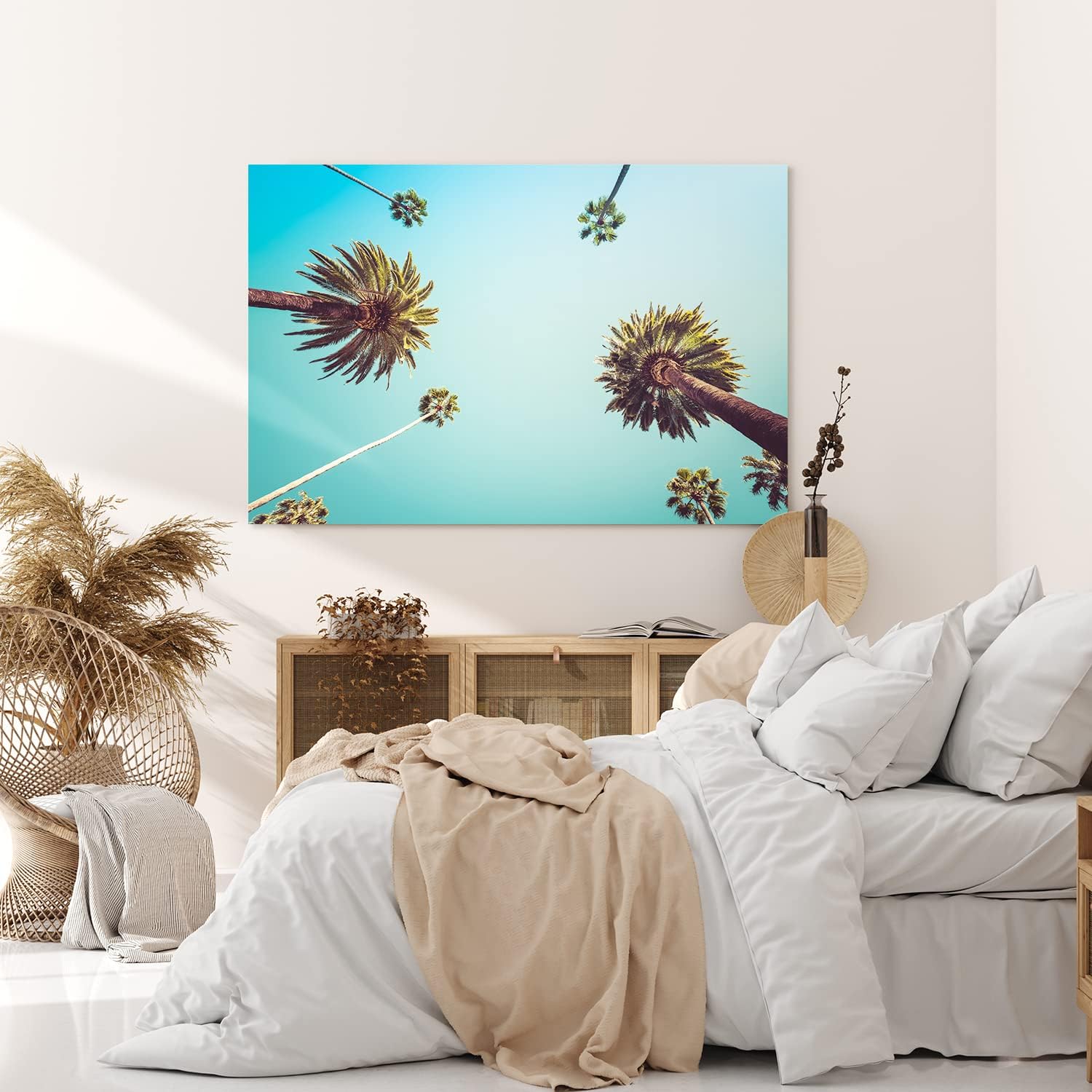 Wandbild 120x80cm Palmen Süden Sonnenschein Sommer Himmel Kunstvoll