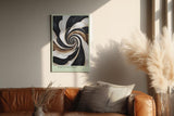 Paul Sinus Wandbild in 40x60cm Vortex of Grace – Abstraktes Wirbelmotiv in Schwarz, Weiß und Gold für moderne Raumgestaltung