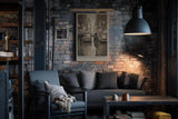 Paul Sinus Wandbild in 40x60cm The Girl Who Kept Walking Retro City Street Scene in Sepia with Vintage Cars and Rainy Atmosphere