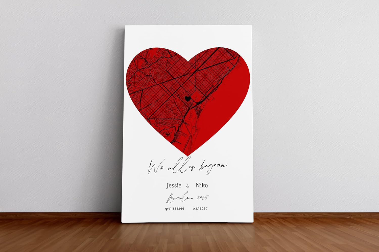 Paul Sinus Bilderrahmen mit deinen GPS Koordinaten und Namen. 30cm x 42cm Holz Wechselrahmen mit Glas und Passepartout. Personalisierte Geschenkidee. LOVE. (ohne Rahmen)