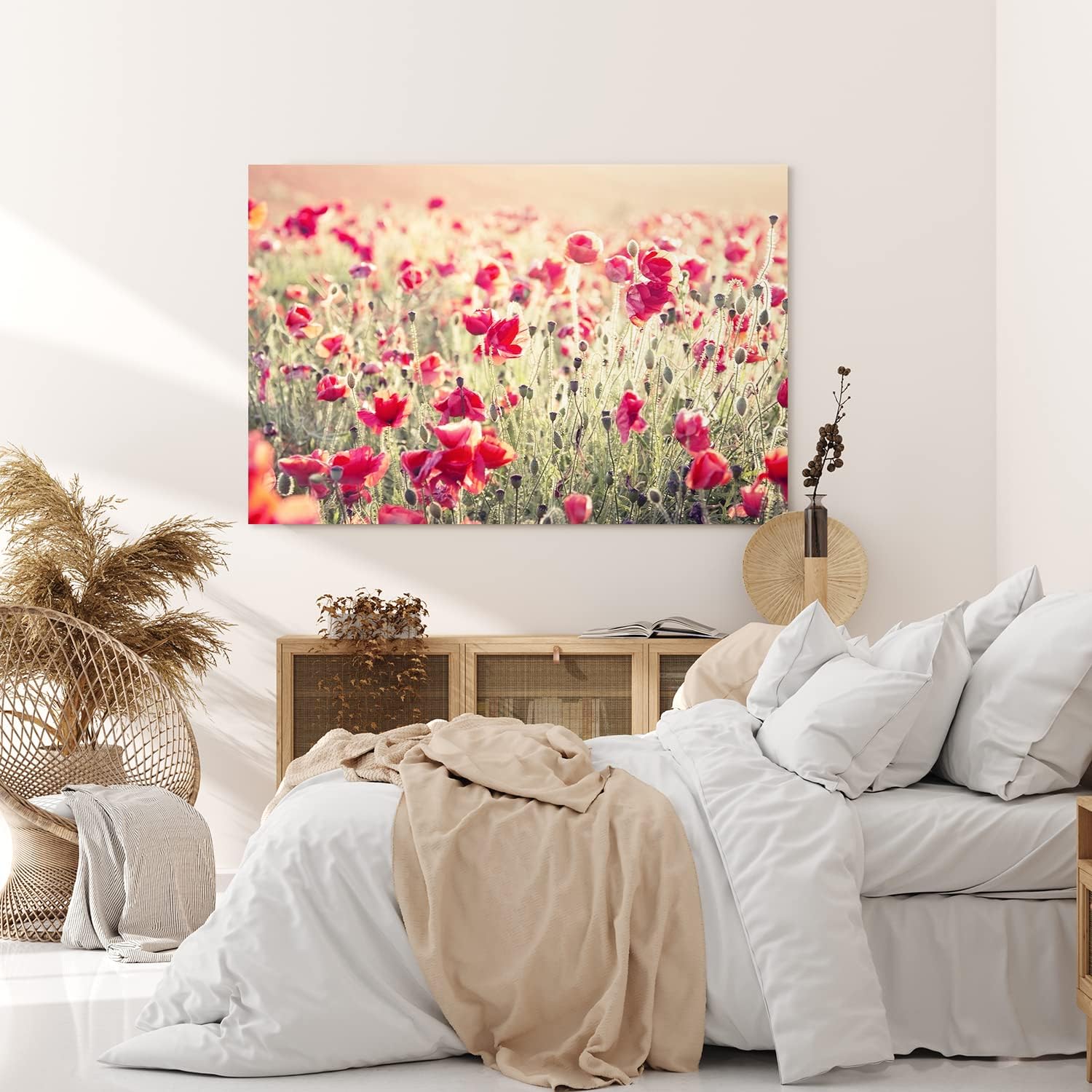 Paul Sinus Wandbild 120x80cm Wildblumen Feldblumen rote Blüten Sommer Sonnenschein