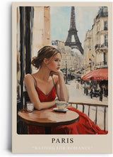 Paul Sinus Leinwandbild 80x120cm Leinwandbild Paris romantische Kunst stilvolle Eleganz Eiffelturm Café Szene urbane Ästhetik französischer Charme