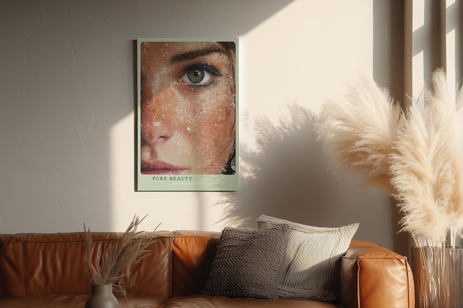 Paul Sinus Wandbild in 40x60cm Pure Beauty hyperrealistisches Porträt eines grünen Auges umgeben von Wasserperlen