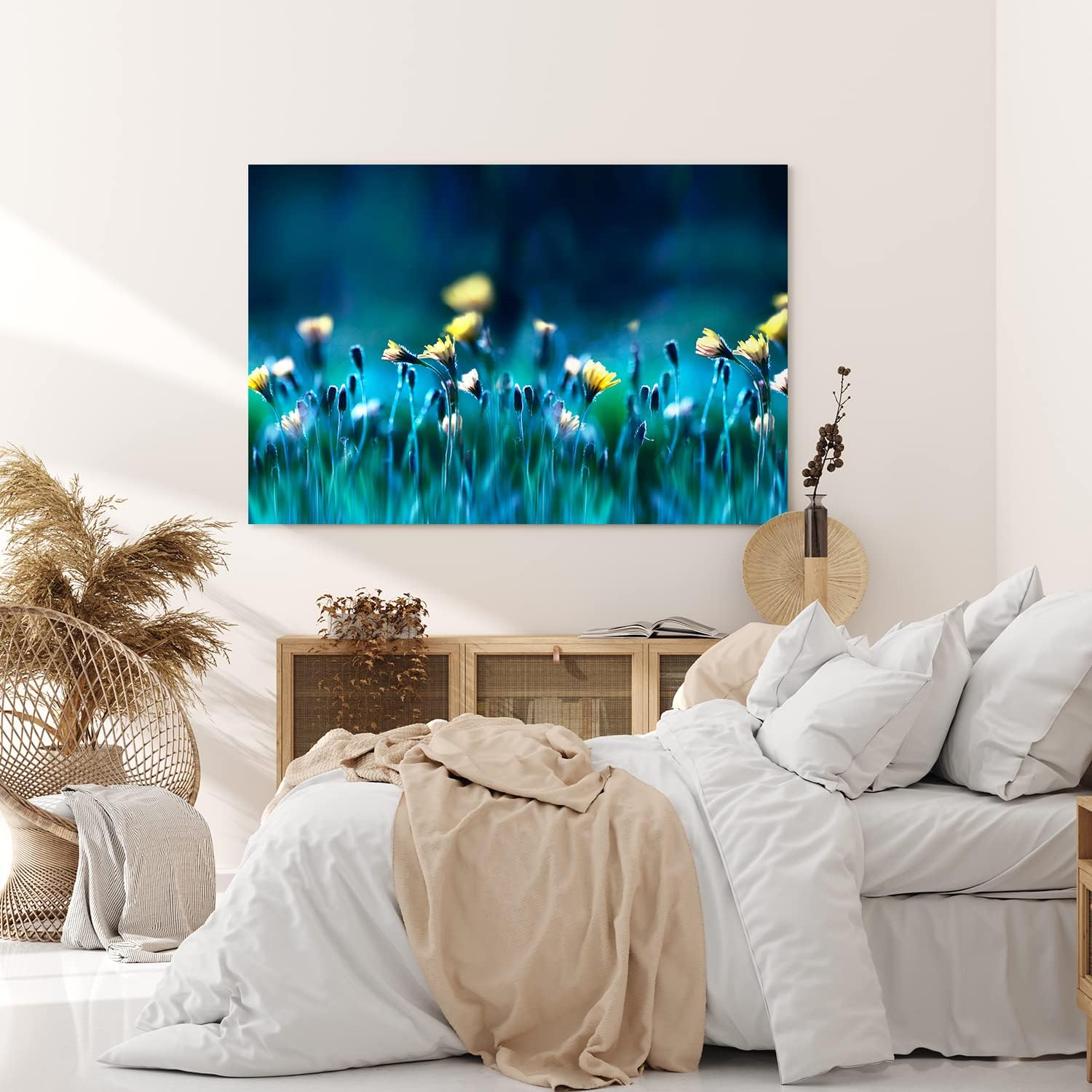Paul Sinus Wandbild 120x80cm Blumen Blumenfeld Wildblumen gelbe Blüten Kunstvoll