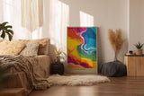 Paul Sinus Wandbild in 40x60cm The Color River – Abstrakte Flussform in leuchtenden Gelb-, Blau-, Rotund Grüntönen