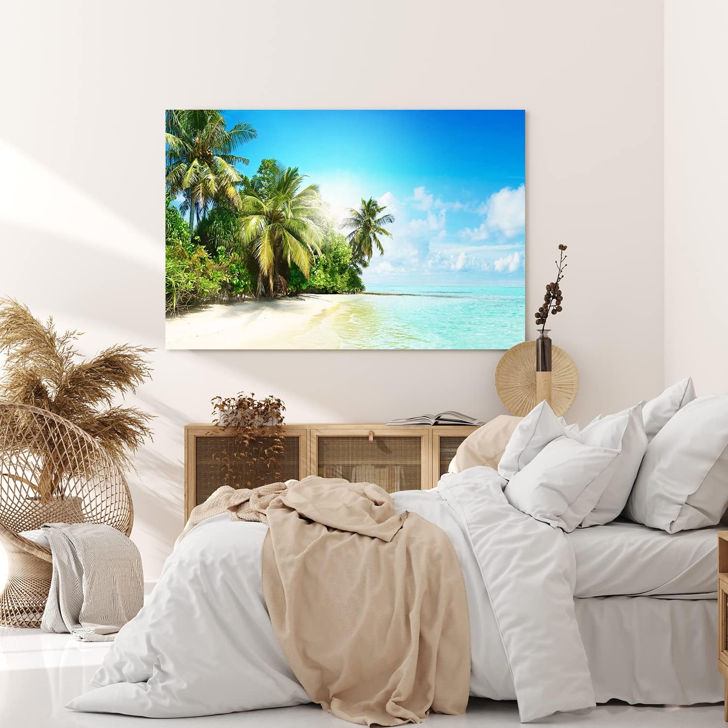 Wandbild 120x80cm Karibik Südsee Palmen Strand Meer Sommer Sonne