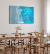 Paul Sinus Wandbild 120x80cm Luftaufnahme Strand Blau Meer Wellen Vogelperspektive Boote
