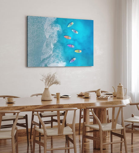 Paul Sinus Wandbild 120x80cm Luftaufnahme Strand Blau Meer Wellen Vogelperspektive Boote